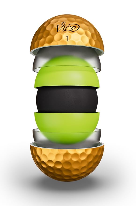 Vice Pro Plus Golf Balls, Gold