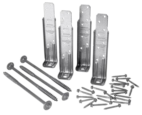 Simpson Strong-Tie DTT1Z-KT DTT1Z ZMAX Galvanized Deck Tension Tie Kit for 2X with Screws (4-Qty) (Pack of 4)