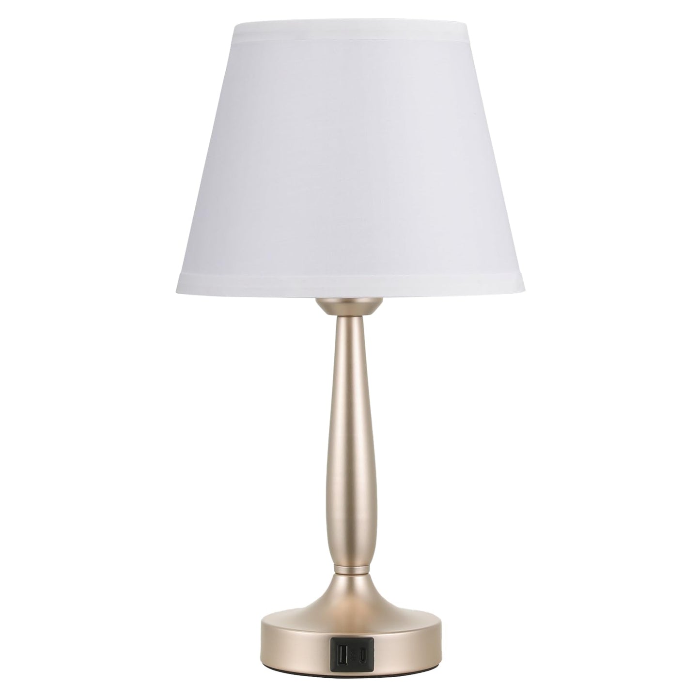 Kakanuo Touch Table Lamp for Bedroom, Small Bedside Lamp with USB C Charging Port, 3 Way Dimmable Touch Control Nightstand Lamp for Living Room, White Shade and Champagne Gold Base