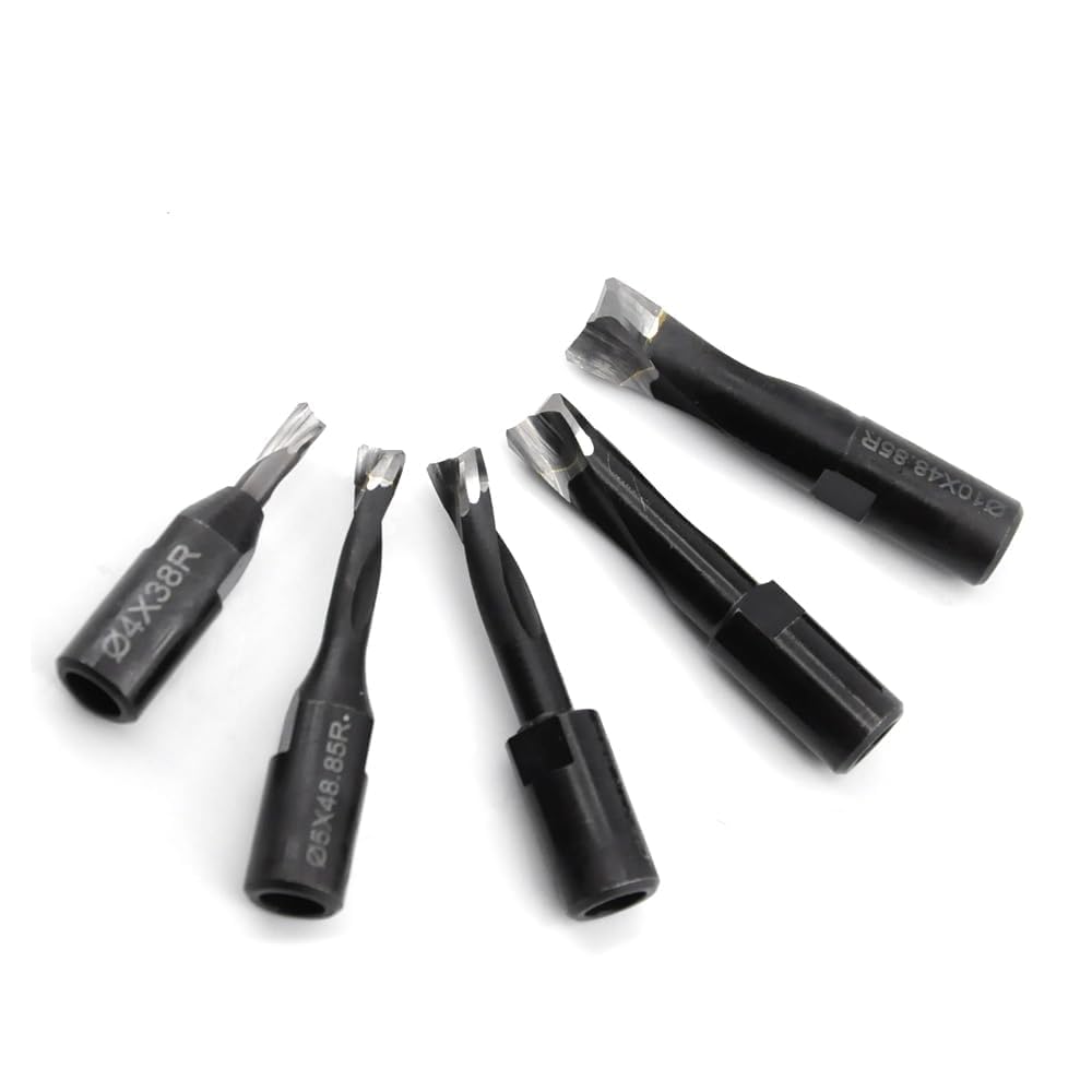 Solid Carbide Bit Set for Domino Jointing Machine, 5 Pieces, 4mm-10mm Cutting Diameters, Black PTFE Coating