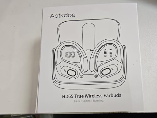 Aptkdoe Wireless Earbuds 75hrs Bluetooth 5.4 Headphone Sport, 2025 Bluetooth Earbuds Stereo Deep Bass Over Ear Bud with Earhooks, ENC Noise Cancelling Mic, IPX7 Waterproof Earphone, Red