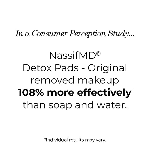 NassifMD Detox Pads Facial Radiance Pads, Glycolic Acid Pads, Witch Hazel Toner, Face Exfoliating Pads Salicylic Acid Wipes, BHA AHA Pads, Resurfacing Pads for Face (30 Count or 60 Count)