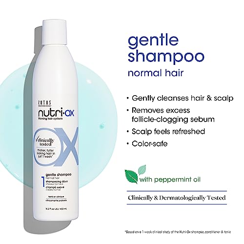 NUTRI-OX Gentle Shampoo Normal for Thinning Hair | Thicker, Fuller-Looking Hair | Clinically & Dermatologically Tested | Peppermint | Color-Safe | 33.8 Fl Oz