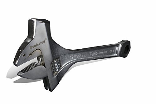 Proferred T10001 Mining Adjustable Wrench with Hammer, Chrome Finish, 12"