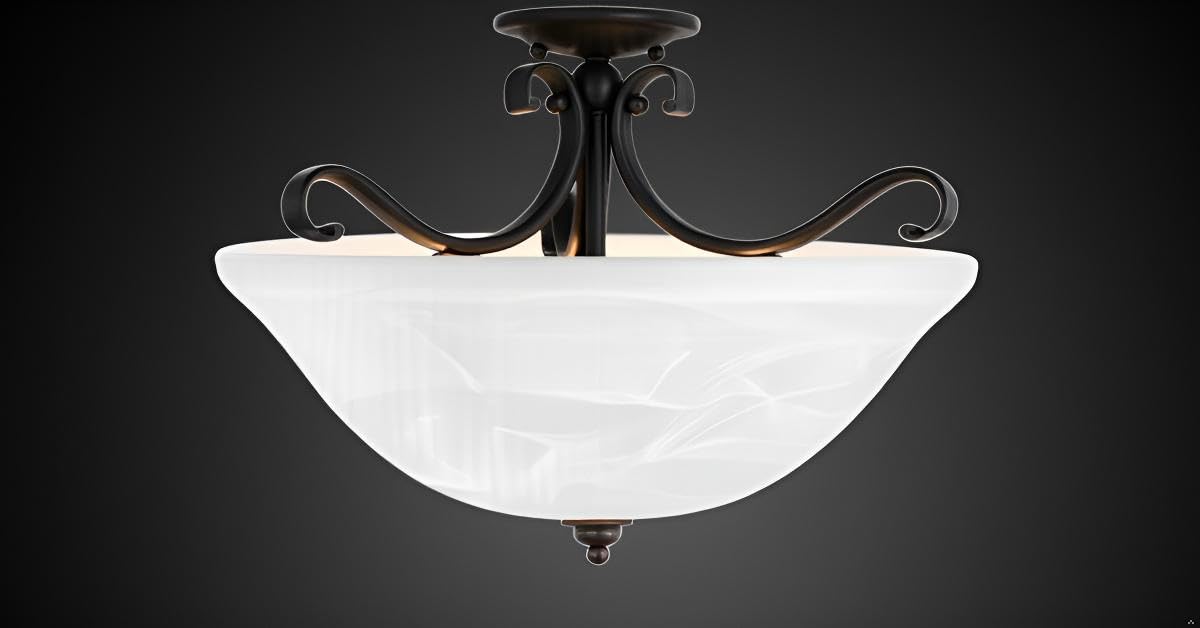Aspen Creative 25002-65-1 Replacement Alabaster Glass shade for Flush Mount or Semi-Flush Mount, 1/2" Center Hole, 11-1/2" Diameter x 4" Height