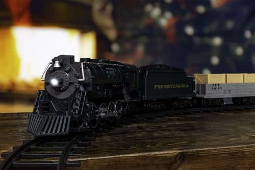 Lionel Battery-Operated Pennsylvania Flyer Freight Toy Train Set with Bluetooth, Locomotive, Train Cars, & Track with Authentic Train Sounds, Lights, & Water Vapor Smoke Effects for Kids 4+