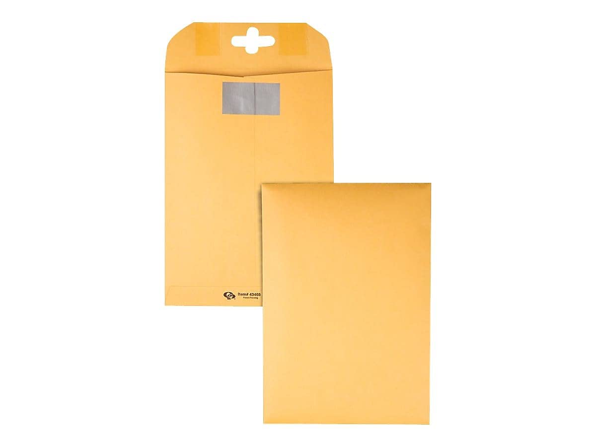 Quality Park 43468 Clear-Clasp Envelopes, 6-Inch x9-Inch, 100/BX, Kraft