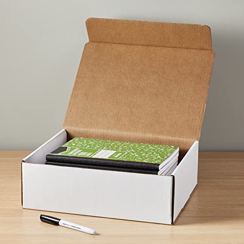 Amazon Basics Mailer Shipping Box, 50 Pack, White, Cardboard Box for Packaging Small Business for 12.13 x 9.75 x 4 inches