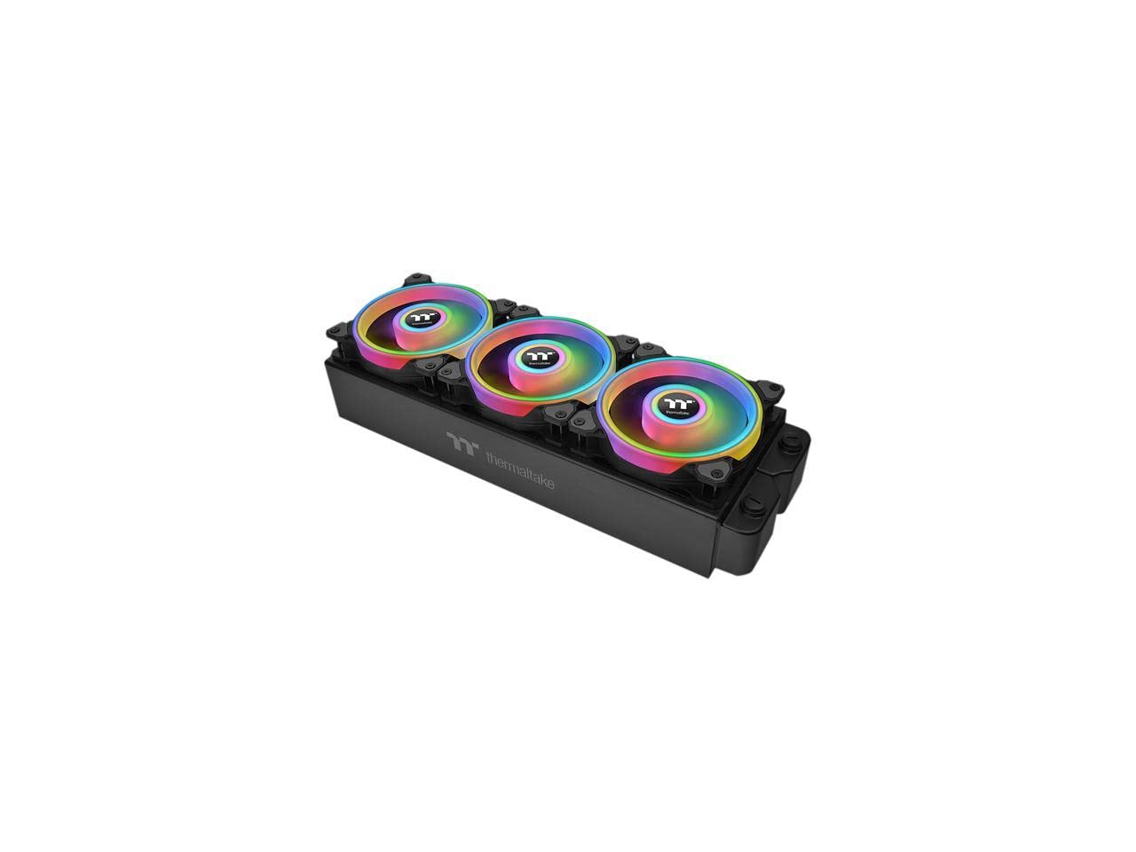 Thermaltake Riing Quad 120mm 16.8 Million RGB Color (Alexa, Razer Chroma) Software Enabled 4 Light Rings 54 Addressable LED 9 Blades Hydraulic Bearing Case/Radiator Fan CL-F088-PL12SW-B, Black