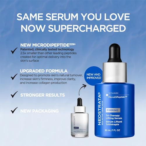NEOSTRATA Tri-Therapy Lifting Serum, New & Improved Formula, 3D Volumizer, Lifting and Firming Antiaging Serum with Hyaluronic Acid Oil-Free Fragrance-Free, 1 fl. oz.