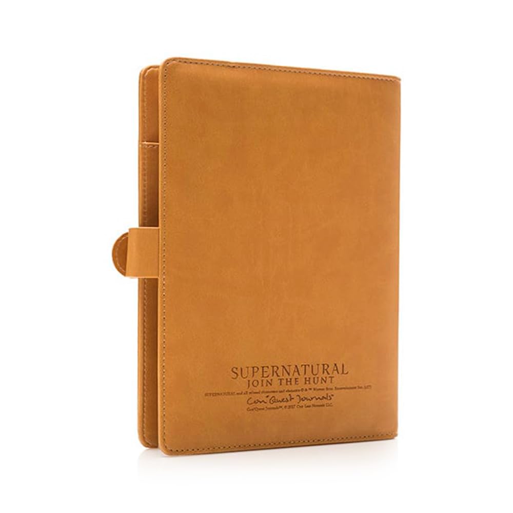 ConQuest Journals Supernatural John Winchester Replica Journal, Faux Leather, Diary Entries, Notes & Sketches, Biggerson's Turducken Ad, Mystery Spot Brochure, 5 News Articles, Officially Licensed