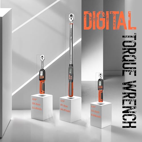 SUZUME Digital Torque Wrench 3/8 Drive (4.9-99.6 Ft. Lb/ 6.6-135 N.m)±2% High Accuracy Digital Torque Wrench with Buzzer and LED Flash Notification Four Units of Measure Torque Wrenches Digital