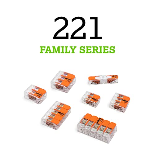 221-612 | WAGO Lever-NUTSsplicing Connector | for Solid and Stranded Conductors | 2-Conductor with Operating levers | 20-10 AWG | Transparent housing | [Box of 50 Pieces]