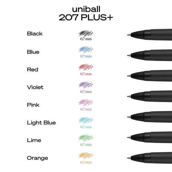 uniball 207 Plus+ Retractable Gel Pens 36 Pack in Black with 0.7mm Medium Point Pen Tips - Uni-Super Ink+ is Smooth, Vibrant, and Protects Against Water, Fading, and Fraud