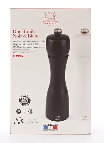 Peugeot Tahiti 8 Inch Black Pepper Mill and White Salt Mill Set
