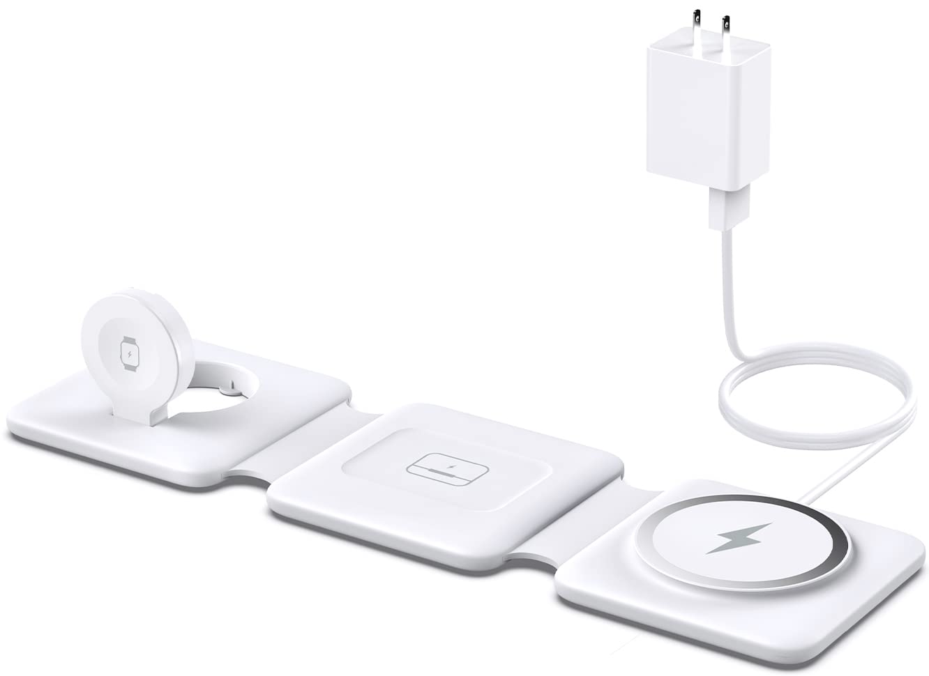 Charging Station for Apple Multiple Devices - 3 in 1 Foldable Magnetic Wireless Charger Dock - Travel Charging Pad for iPhone 16 15 14 13 12 Pro Max Plus Watch & Airpods