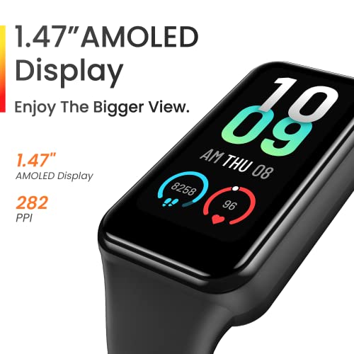 Amazfit Band 7 Fitness & Activity Tracker, Step Monitoring, Heart Rate & SpO2 Monitoring, Virtual Pacer, 18-Day Battery, Sleep Quality Analysis, Alexa Built-In, Water Resistant, (Black)