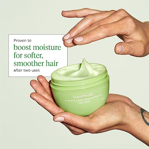 Briogeo Superfoods Avocado + Kiwi Mega Moisture Mask, Protein-Free, Deep Hydration, Enhance Shine, Moisturizing Mask for Dry Hair, Lock In Moisture, Vegan, Cruelty-Free, 8 fl oz
