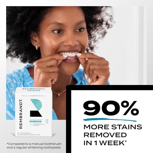 Rembrandt Teeth Whitening Strips, Deeply White, Enamel-Safe, 40 Whitening Strips (20 Treatments)