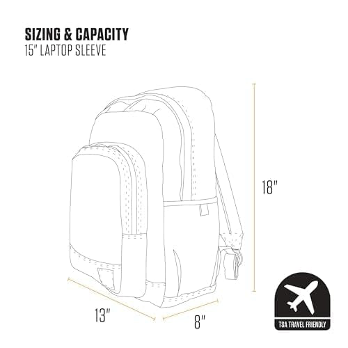 Carhartt 25L Classic Backpack, Durable Water-Resistant Pack W/ 15" Laptop Sleeve and Multiple Organizational Compartments, Black, PFAS Free
