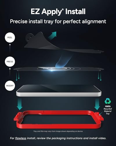 ZAGG InvisibleShield Glass Elite Screen Protector for iPhone 14 Pro Max, 2-Way Privacy, Reinforced Edges, 5X Shatter Protection