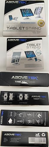 AboveTEK Retail Kiosk iPad Stand, 360° Rotating Commercial POS Tablet Stand, Fits 6"-13" (Screens) iPad Mini Pro-Business Swivel Tablet Holder, for Store Office Reception Kitchen Desktop (White)