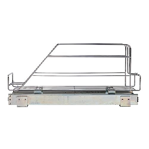 Household Essentials Glidez Multipurpose Chrome-Plated Steel Pull-Out/Slide-Out Storage Organizer for Cookware and Bakeware - Fits Standard Size Cabinet or Shelf, Chrome