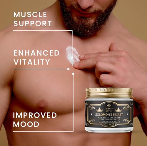 Genesis Solomon's Secret Men's Wild Yam Cream - Dream Big, Live Big, Give Big. Natural & Organic designed to boost your game. 4oz; Made in the USA