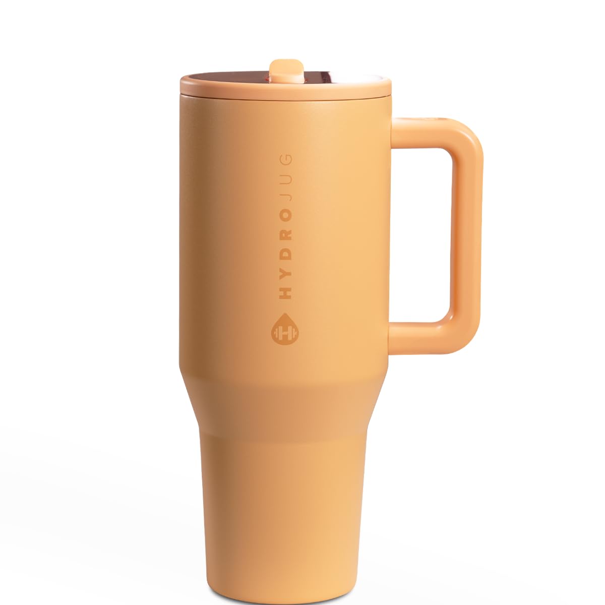 HydroJug Traveler - 32 oz Water Bottle with Handle & Flip Straw - Fits in Cup Holder, Leak Resistant Tumbler-Reusable Insulated Stainless Steel & Rubber Base - Gifts for Women & Men, Marigold
