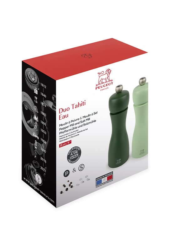 Peugeot Tahiti Duo Water Green Tones Salt and Pepper Mill Set 15 cm - 6in, Seafoam & Mint