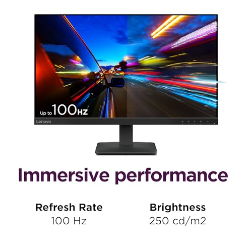 Lenovo L24-4e Office Monitor - 23.8" FHD IPS Display - 100Hz Refresh Rate - 4 ms MPRT - 99% sRGB - Raven Black - Tilt Stand
