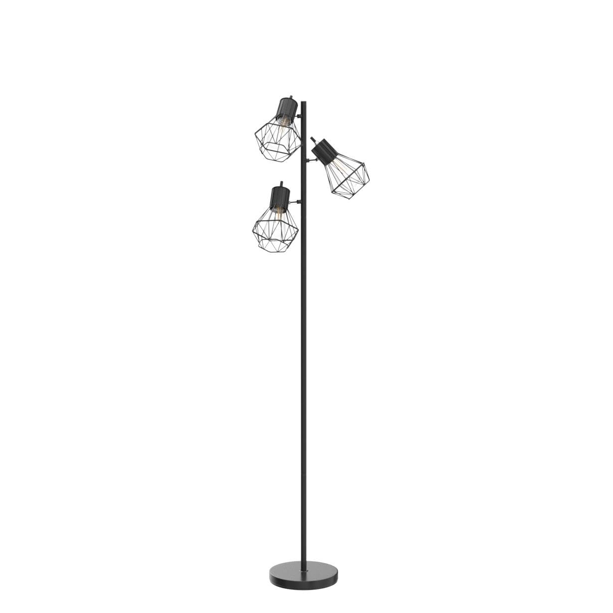 BoostArea Industrial Floor Lamp,Standing Lamp,Farmhouse Tree Floor Lamps with 3 Adjustable Cage Heads,E26 Socket,Independent Control,Floor Lamp for Living Room,Bedroom,Rustic Home(No Bulb)