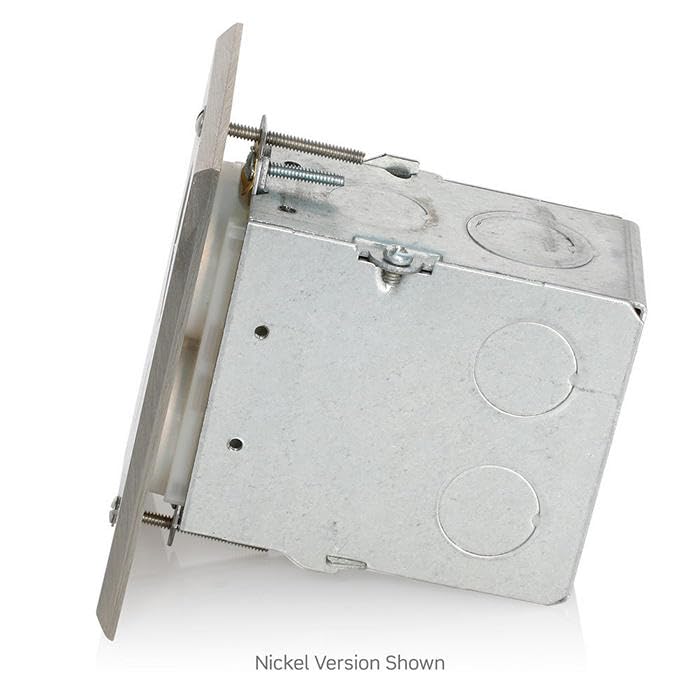 Leviton 25249-FBA 15 Amp Commercial Grade Self Grounding Duplex Outlet Floor Box, Ivory/Brass