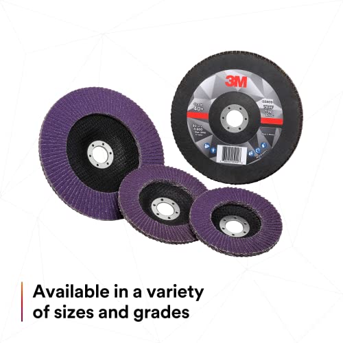 3M Flap Disc 769F, Type 27, 40+, 4-1/2 in x 7/8 in, High Performance Abrasive, Ceramic Precision-Shaped Grain Grinding and Finishing Disc, Carbon Steel, Stainless Steel