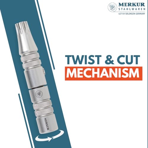 MERKUR Nose & Ears Hair Trimmer, Safe Hair Removal Tool for Men & Women, Twist and Cut Mechanism, Stainless Steel Clip, Easy to Clean, Battery-Free