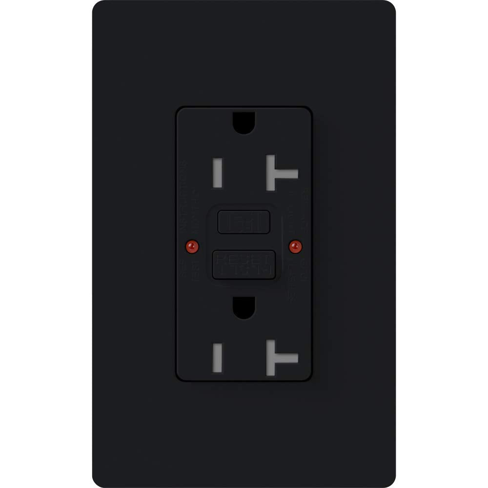 Lutron SCR-20-GFST-MN Claro Satin Colors 15-Amp Self-Testing Receptacle, Midnight