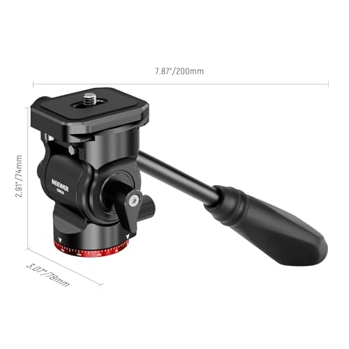 NEEWER Tripod Fluid Head Pan Tilt Head with Quick Release Plate and Handle, Metal Camera Tripod Head Compatible with Arca Swiss for Compact Video Cameras DSLR Cameras, Load up to 6.6lb/3kg, GM24