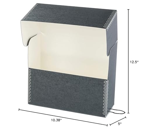 Lineco Archival Document Storage Box with Metal Edge, Acid-Free Gray Boxboard, Organize and Store Files, Prints, Photos, Letter-Sized Case 12.5" x 10.5" x 5" Wide, Pack of 2