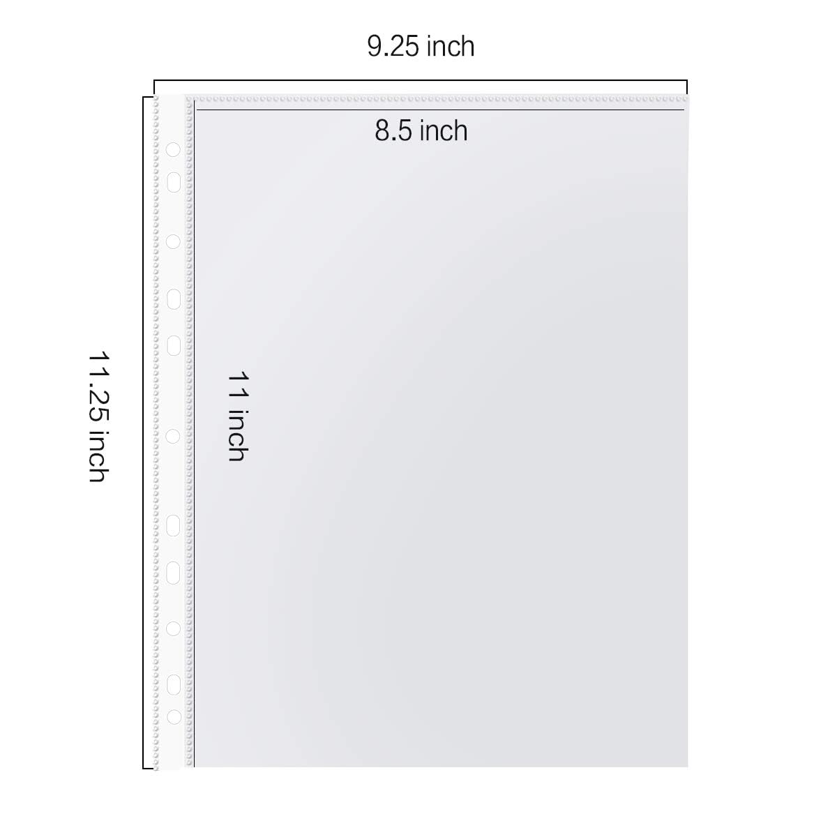 Sheet Protectors, PANDRI 1000 Pack Clear Heavy Duty Plastic Page Protectors Sheet Reinforced 11-Hole Fit for 3 Ring Binder Fits Standard 8.5 x 11 Paper, 9.25 x 11.25 Top Loaded, Excluding Acid