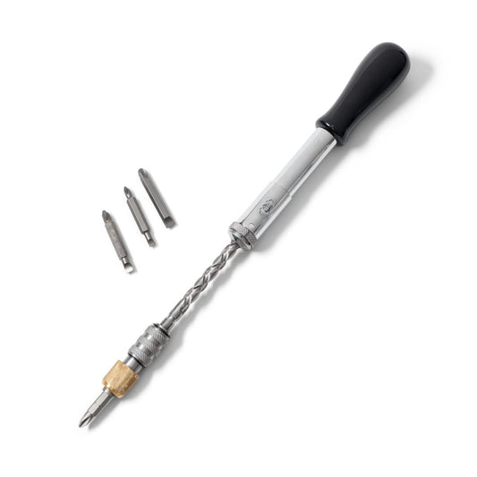 12" Yankee Screwdriver - Push Type Semi Automatic Screw Driver, 4.5mm and 5.5mm Double-Sided Philips/Flathead, PH3, and Size 7 Flat Head Bits with Quick Change Hex Chuck by Kings County Tools