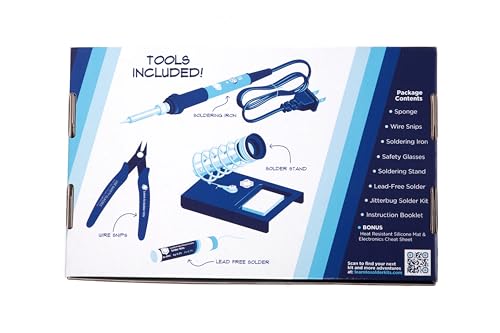 Learn to Solder Kits Jitterbug Deluxe Kit | DIY Soldering Kit for Beginners | Electronics Projects for Students & STEM Classes | Tools Included