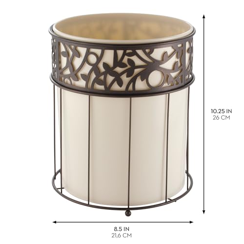 iDesign Metal Vine Bathroom Trash Plastic Insert-Set of 2-Vanilla Waste Can, Cream/Bronze