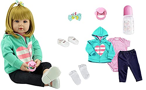iCradle Lovely Reborn Baby Girl Doll 18 inch 45 cm Soft Silicone Realistic Looking Newborn Vinyl Dolls Handmade Toddler Toy for Ages 3+