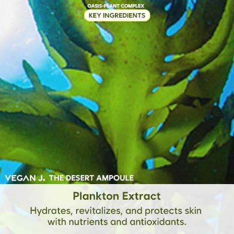 Vegan J. The Desert Ampoule | Intensive Hydration with MoistOasis | 53,000ppm Oasis-Plant Complex | Korean Skincare | Kbeauty | Vegan (47ml)
