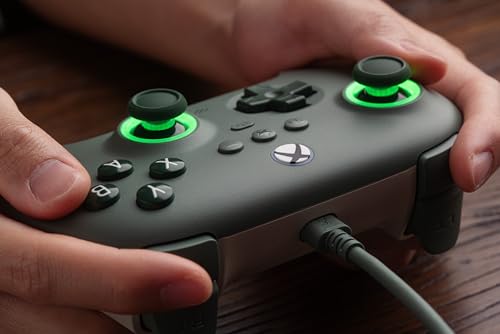 8BitDo Ultimate C Wired Controller for Xbox with Hall Effect Joysticks and Hall Triggers, RGB Lighting Fire Ring, Compatible with Xbox Series X|S, Xbox One, Windows 10/11 - Officially Licensed (Dark Green)