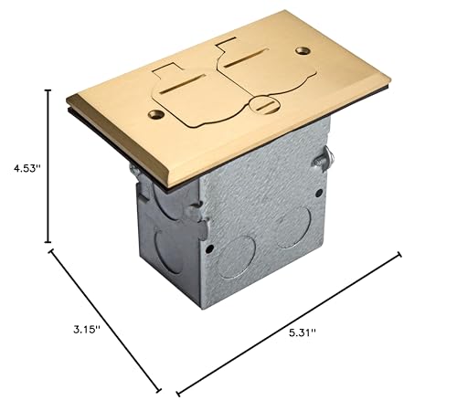 ENERLITES Flip Lid Cover Floor Box kit, 5” x 2.89” 1-Gang Cover, 20A Tamper-Weather Resistant Receptacle Outlets, Watertight Gasket, Corrosive Resistant Hardware, 975507-C, Brass (705507-C)