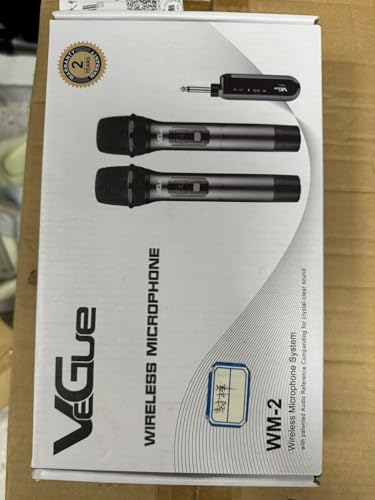 VeGue Wireless Microphone, UHF Cordless Dual Handheld Dynamic Mic Set with Rechargeable Receiver, for Karaoke Party, Voice Amplifier, PA System, Singing Machine, Church, Wedding, Meeting, 200ft (WM-2)