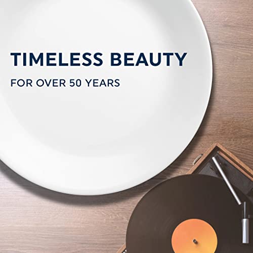 Corelle Vitrelle 18-Piece Service for 6 Dinnerware Set Triple Layer Glass and Chip Resistant, Lightweight Round Plates and Bowls Set, Winter Frost White