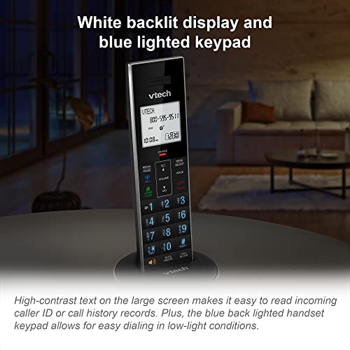 VTech LS6381-2 Bluetooth Speaker with Echo Cancellation, Noise Reduction, Music Streaming, PC/Landline/Cellular Calls, Paired with DECT6.0 Cordless Handset, Answering System, Smart Call Blocker,Black