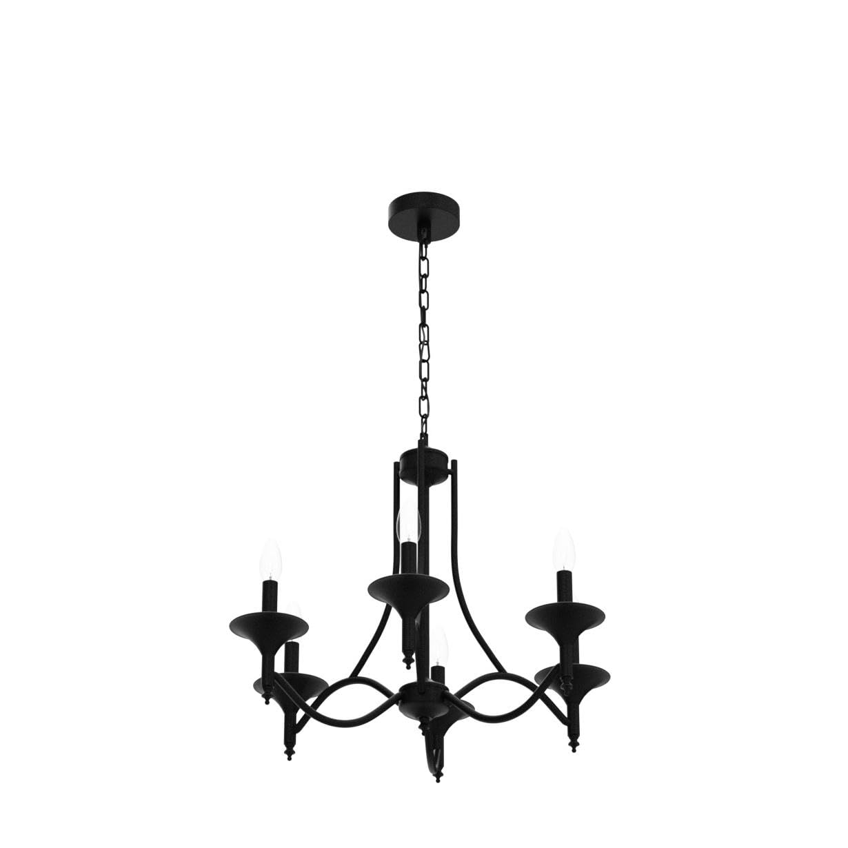Pretoy Black Farmhouse Chandelier Iron Chandeliers for Dining Room Light Fixture 6-Light Rustic Industrial Hanging Pendant Light for Kitchen Island Foyer Living Room Bedroom
